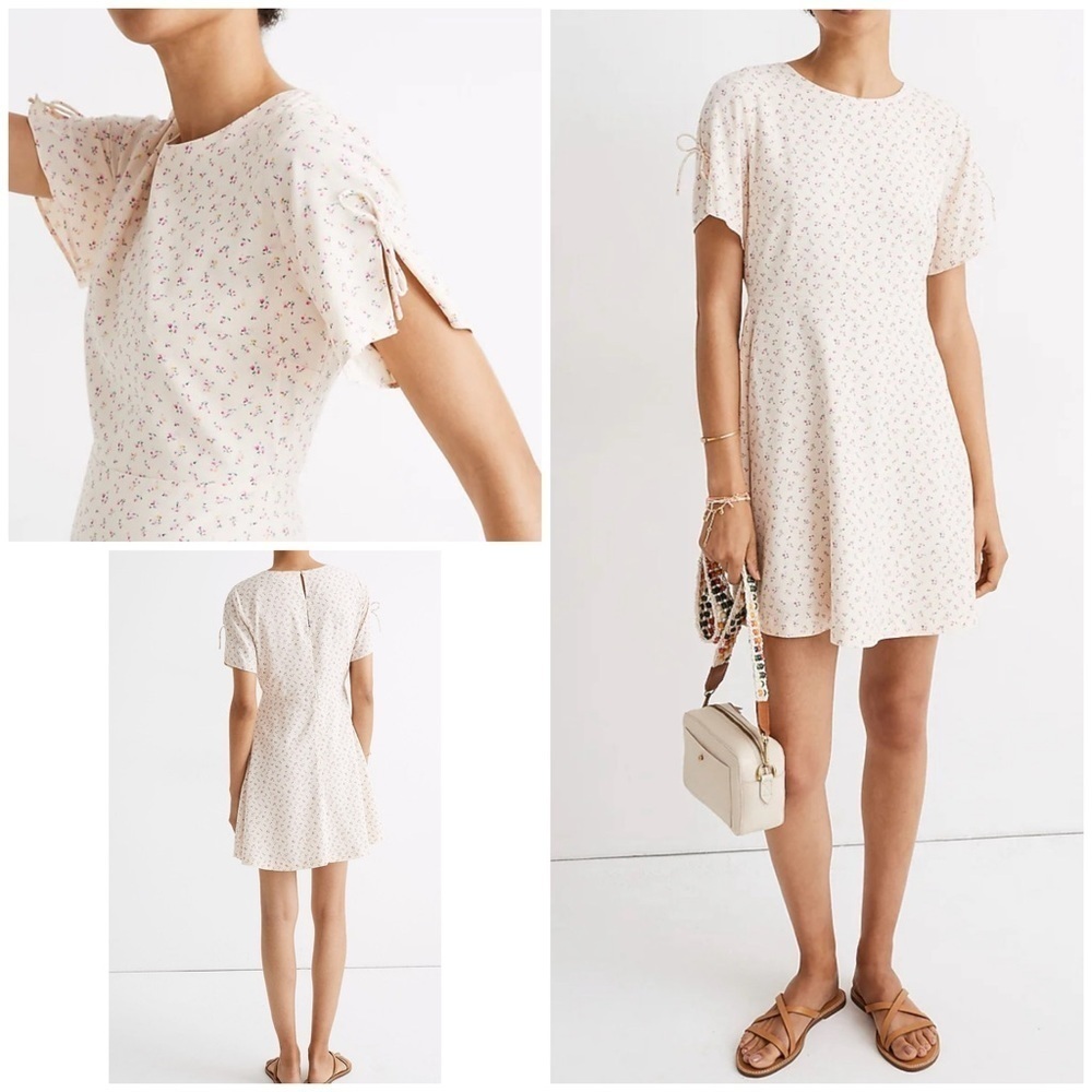 NWT Madewell Tie-Sleeve Retro Dutch Dandelion Floral Mini Dress 6